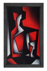 Soyut Reprodüksiyon Tablosu Siyah Ahşap - 70x100