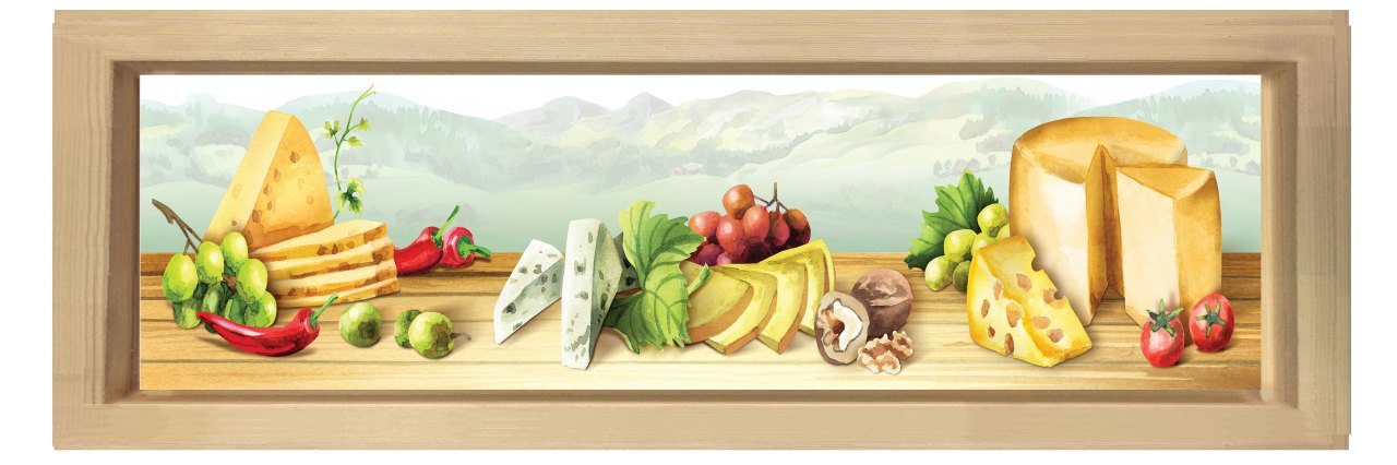 Peynir Masası Tablosu Naturel Ahşap Çerçeve - 150x50