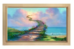 Çiçek Yolu Merdiveni Tablosu Naturel Ahşap Çerçeve - 50x90