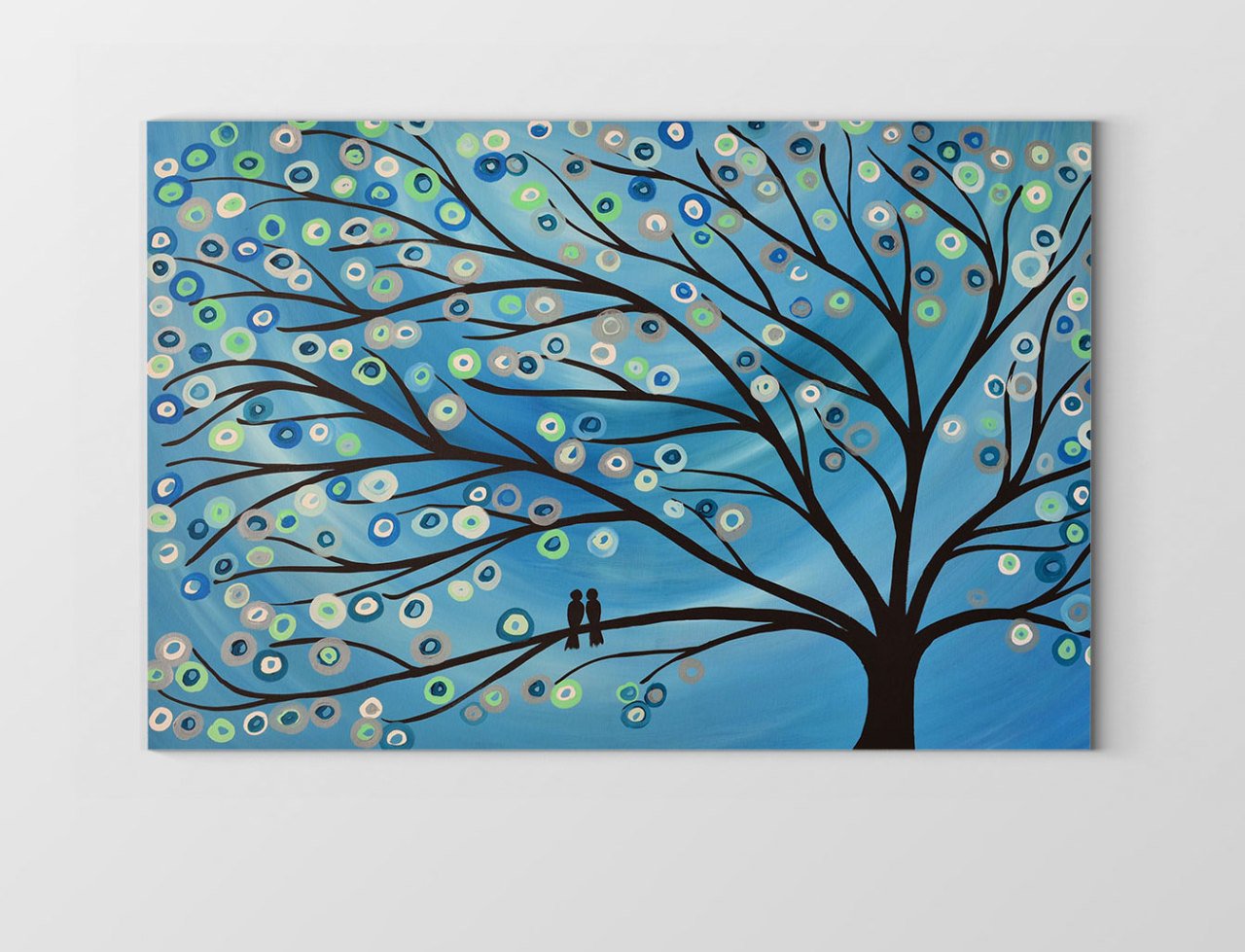 Mavi Soyut Ağaç Tablosu Çerçevesiz - 100x150