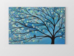 Mavi Soyut Ağaç Tablosu Çerçevesiz - 100x150