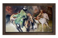 Türk Süvarisi Tablosu Kahverengi Ahşap - 50x90
