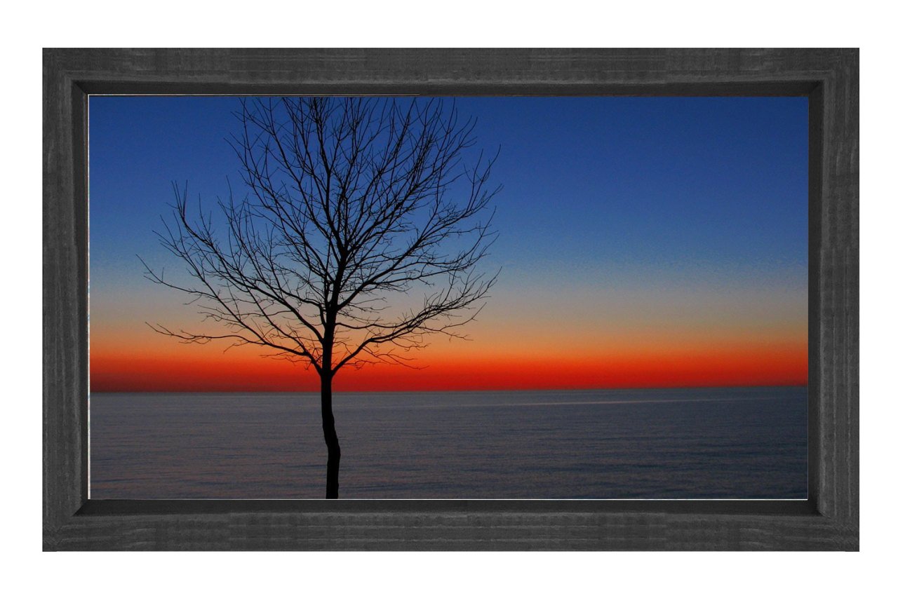 Şafak Çizgisi Ve Manzara Tablosu Siyah Ahşap Çerçeve - 50x90