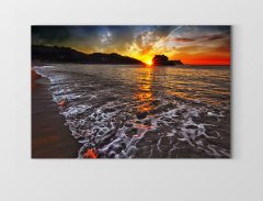 Sahil Ve Güneşin Batımı Tablosu Çerçevesiz - 40x60