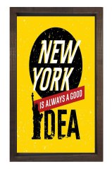New York Yazısı Tablosu Kahverengi Ahşap Çerçeve - 50x70