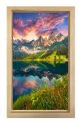 Göl ve Dağ Manzarası Tablosu Naturel Ahşap Çerçeve - 100x200