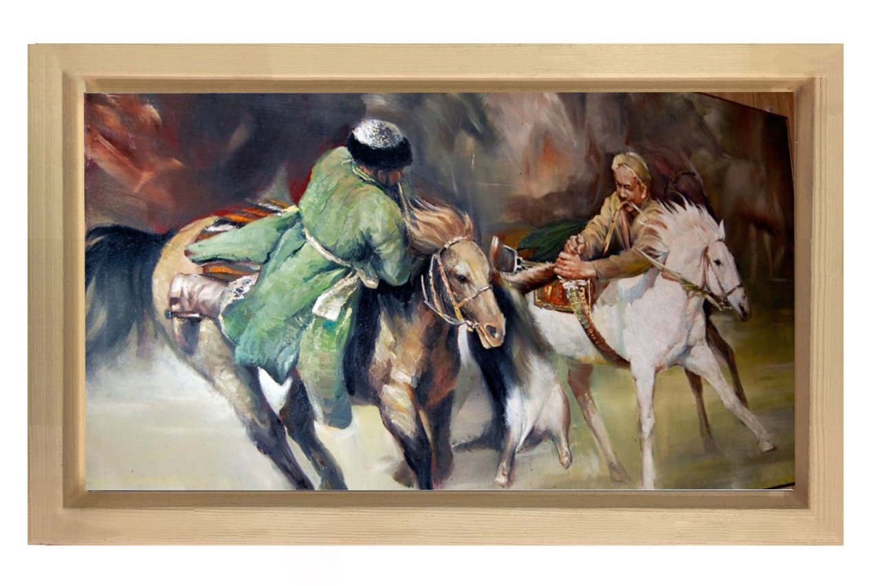 Türk Süvarisi Tablosu Naturel Ahşap - 100x150