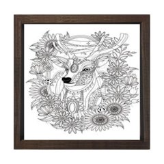Geyik Boyama Tablo Tablosu Kahverengi Ahşap Çerçeve - 40x40