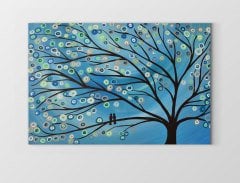 Mavi Soyut Ağaç Tablosu Çerçevesiz - 50x90