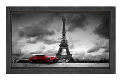 Eiffel Kulesi  Siyah-Beyaz Tablosu Siyah Ahşap Çerçeve - 70x100