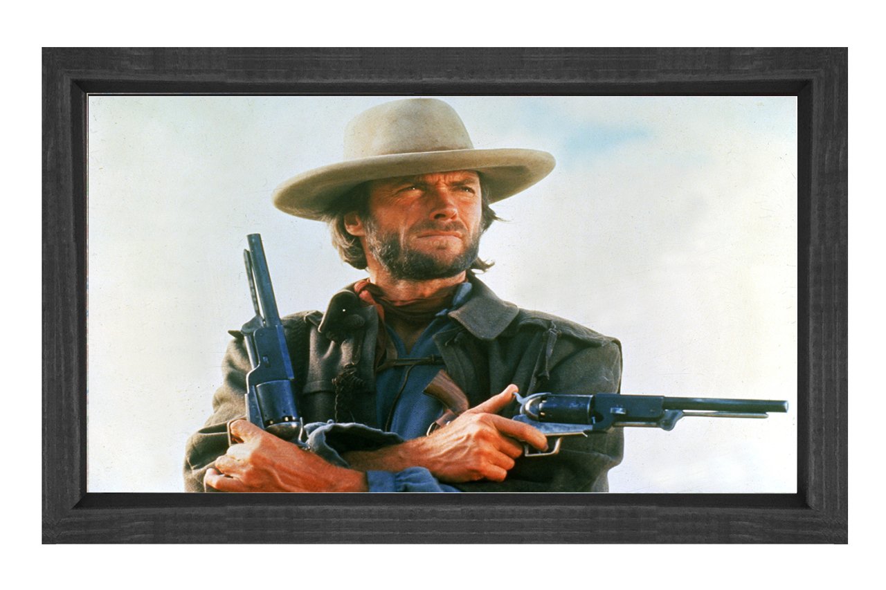 Clint Eastwood ve Tabancalar Tablosu Siyah Ahşap Çerçeve - 40x60