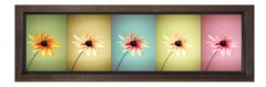  Çiçekler Tablosu Kahverengi Ahşap Çerçeve - 90x30