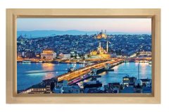 Galata Köprüsü Tablosu Naturel Ahşap Çerçeve - 100x200