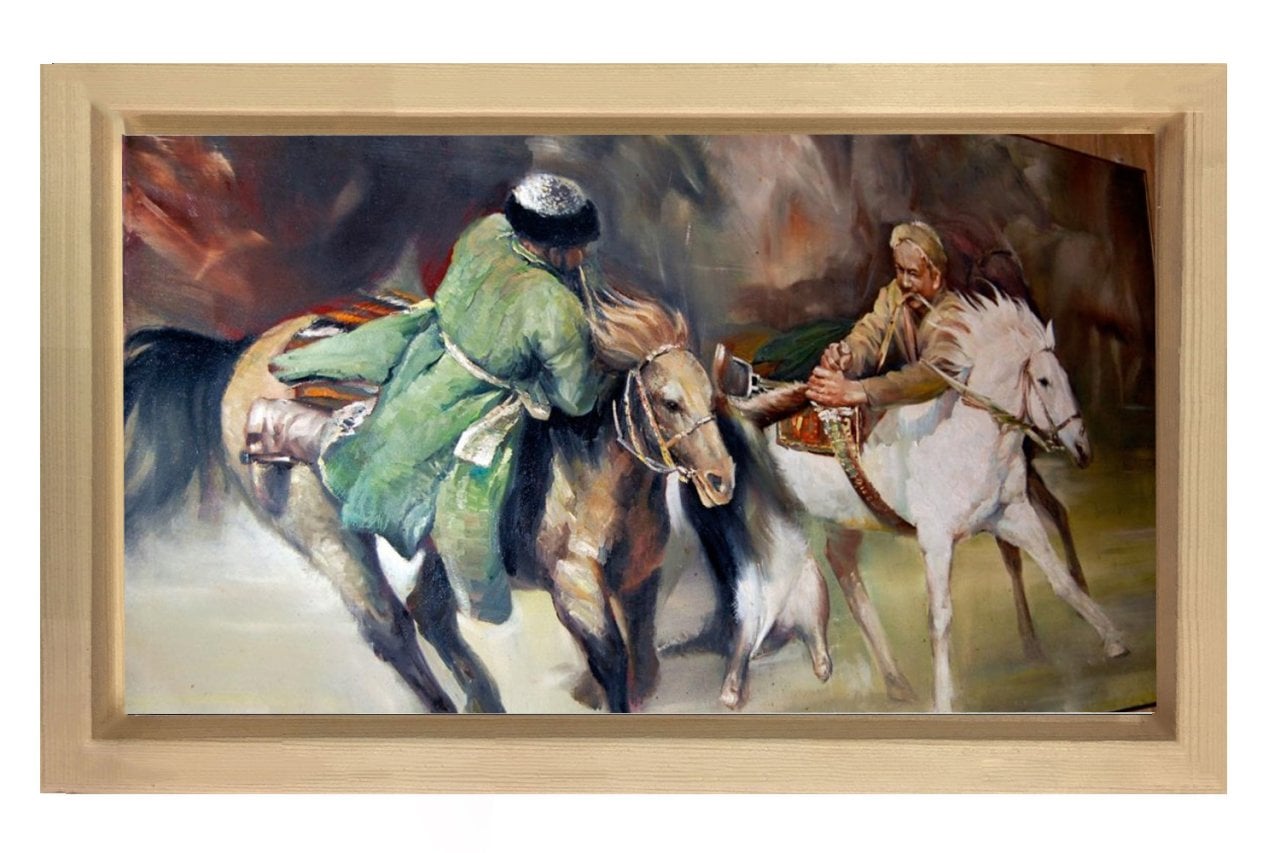 Türk Süvarisi Tablosu Naturel Ahşap - 50x70