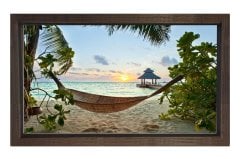 Kumsalda Hamak Tablosu Kahverengi Ahşap Çerçeve - 40x60