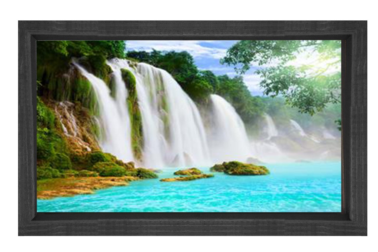 Şelaleler Manzarası  Tablosu Siyah Ahşap Çerçeve - 50x70