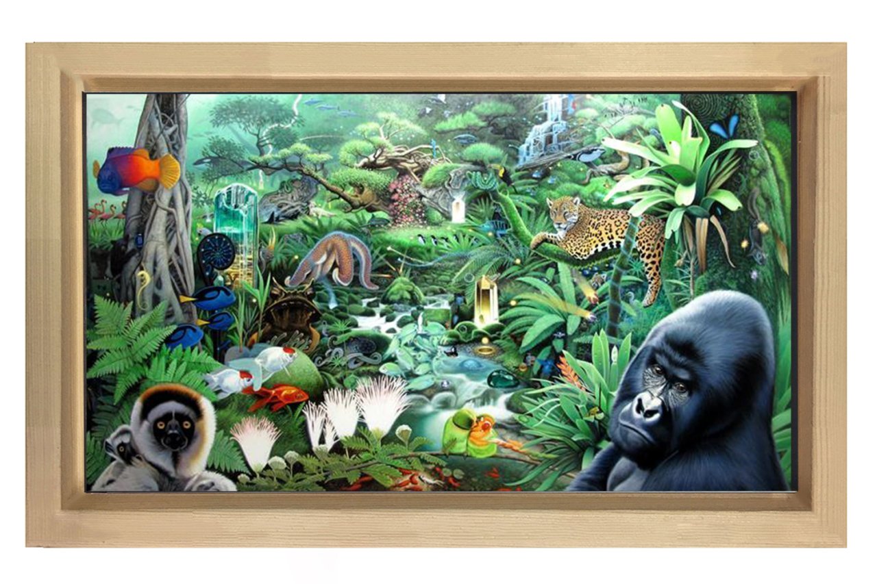 Vahşi Orman Tablosu Naturel Ahşap Çerçeve - 45x30