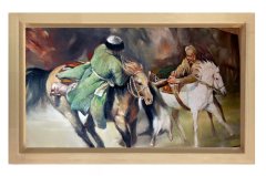 Türk Süvarisi Tablosu Naturel Ahşap - 50x90
