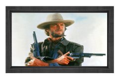 Clint Eastwood ve Tabancalar Tablosu Siyah Ahşap Çerçeve - 50x70