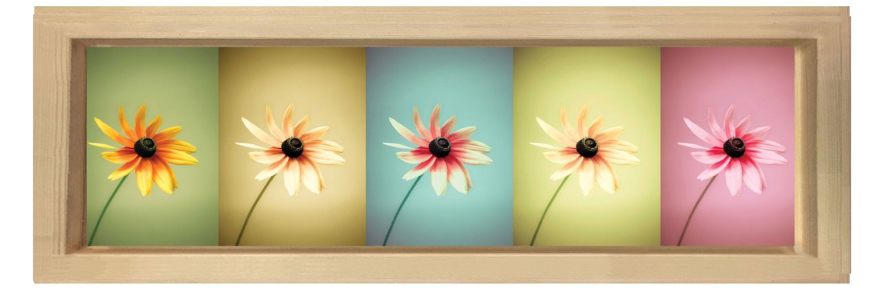  Çiçekler Tablosu Naturel Ahşap Çerçeve - 150x50
