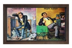 Peşin Alan Veresiye Satan Tablosu Kahverengi Ahşap Çerçeve - 50x90