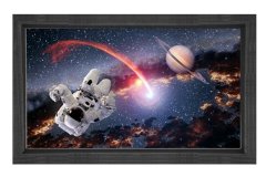 Uzay Astronot ve Jüpiter Tablosu Siyah Ahşap Çerçeve - 40x60