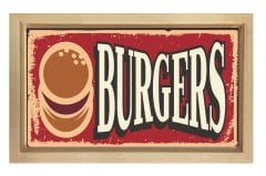 Burgers Reklam Vintage Afişi Tablosu Naturel Ahşap - 50x90