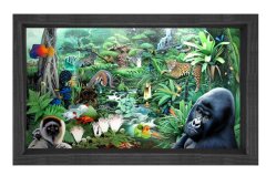 Vahşi Orman Tablosu Siyah Ahşap Çerçeve - 100x200