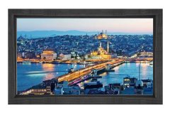 Galata Köprüsü Tablosu Siyah Ahşap Çerçeve - 100x150