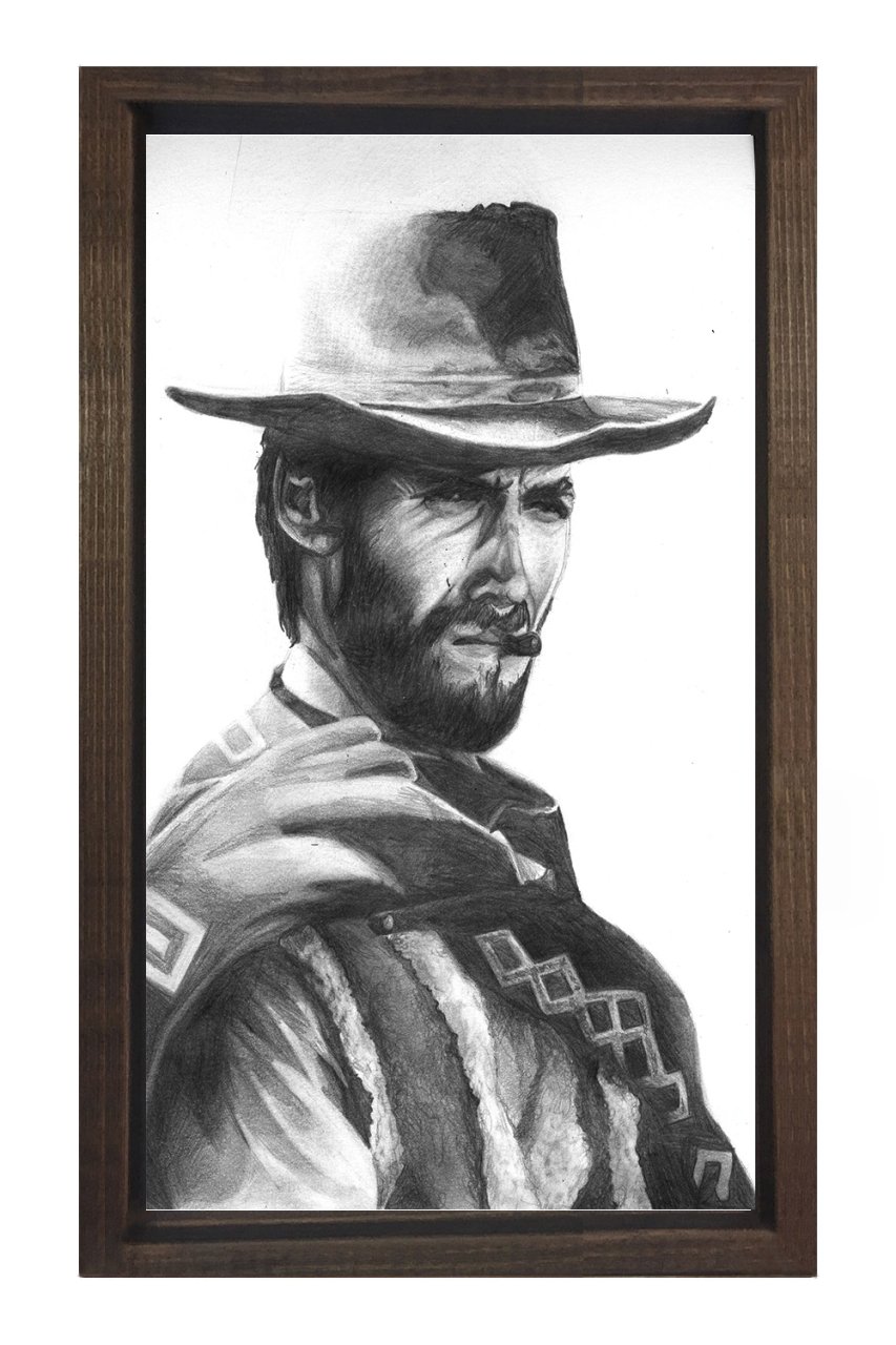 Clint Eastwood  Tablosu Kahverengi Ahşap Çerçeve - 40x60