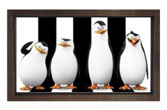 Penguenler Tablosu Kahverengi Ahşap Çerçeve - 45x30