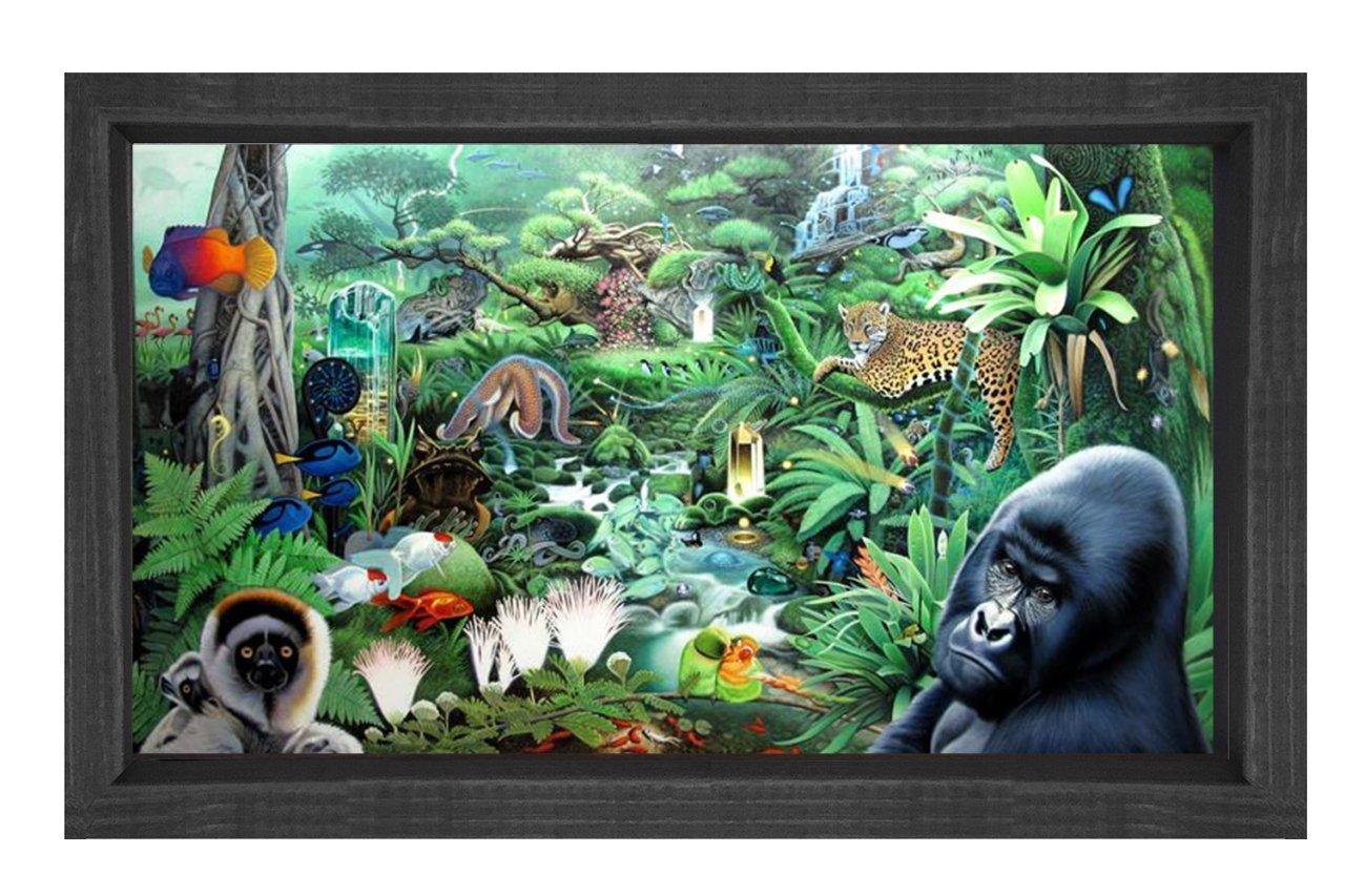 Vahşi Orman Tablosu Siyah Ahşap Çerçeve - 40x60