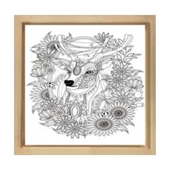 Geyik Boyama Tablo Tablosu Naturel Ahşap Çerçeve - 40x40