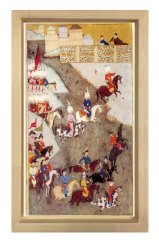 Minyatür Savaş Meydanı Tablosu Naturel Ahşap Çerçeve - 45x30