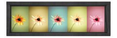  Çiçekler Tablosu Siyah Ahşap Çerçeve - 180x60