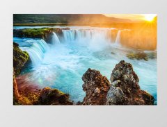 Güneşin Doğumu Şelale Tablosu Çerçevesiz - 50x70