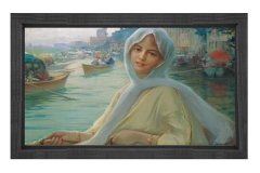 Fausto Zonaro - Göksu Sefası Tablosu Siyah Ahşap - 100x150