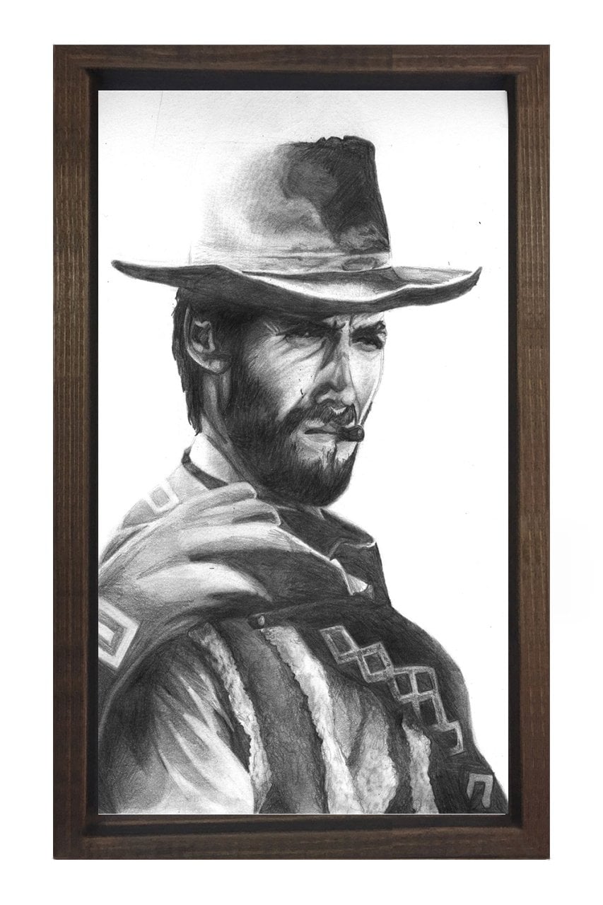 Clint Eastwood  Tablosu Kahverengi Ahşap Çerçeve - 50x90