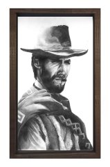 Clint Eastwood  Tablosu Kahverengi Ahşap Çerçeve - 50x90