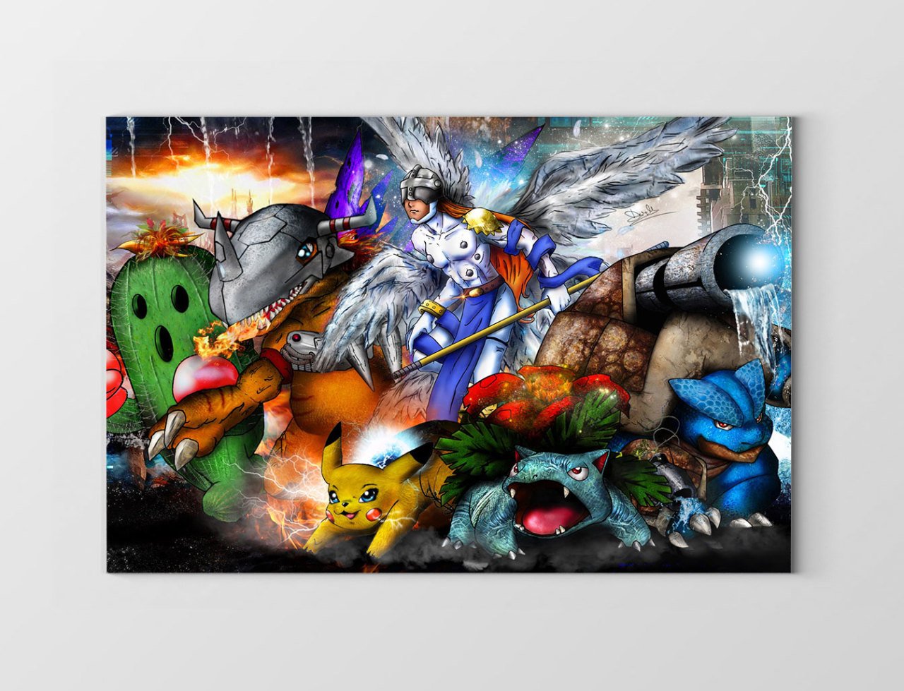Digimonlar ve Pokemonlar Tablosu Çerçevesiz - 70x100
