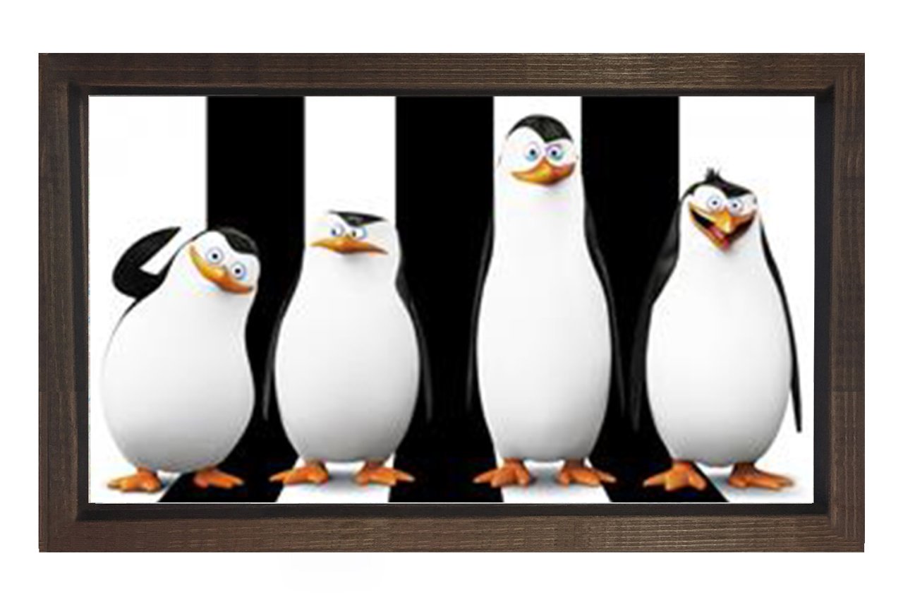 Penguenler Tablosu Kahverengi Ahşap Çerçeve - 70x100