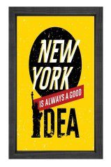 New York Yazısı Tablosu Siyah Ahşap Çerçeve - 50x90