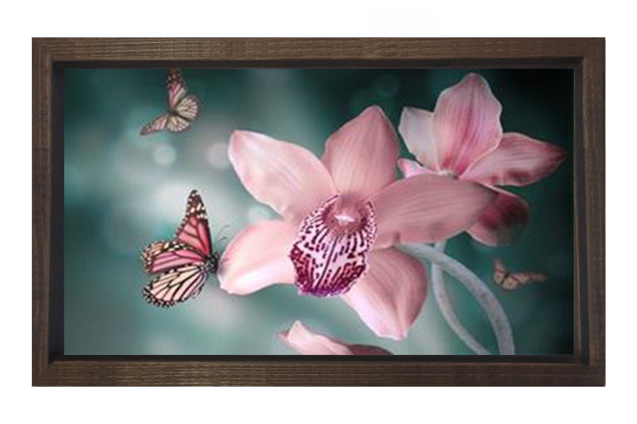 Pembe Menekşe Çiçekleri Tablosu Kahverengi Ahşap - 100x150