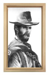 Clint Eastwood  Tablosu Naturel Ahşap Çerçeve - 100x150