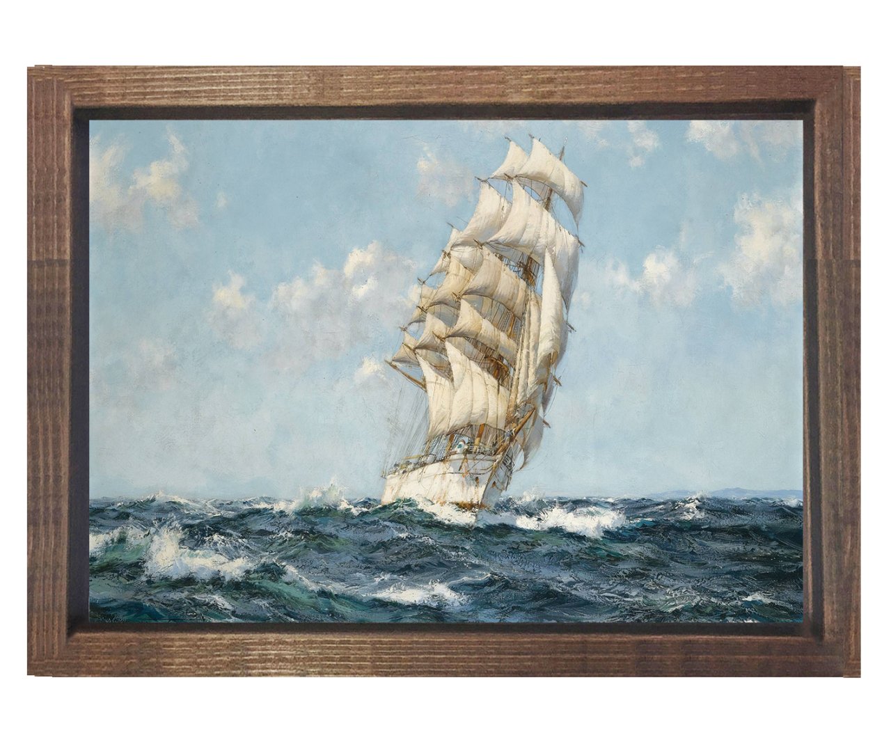 Montague Dawson-Gemi Tablosu Kahverengi Ahşap Çerçeve - 100x150