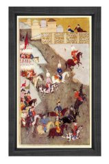 Minyatür Savaş Meydanı Tablosu Siyah Ahşap Çerçeve - 100x200
