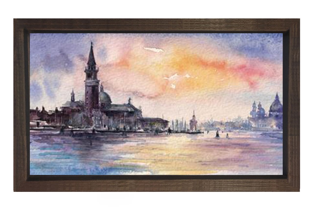 Soyut Liman Tablosu Kahverengi Ahşap Çerçeve - 70x100