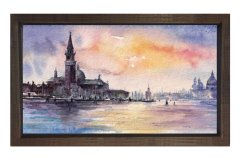 Soyut Liman Tablosu Kahverengi Ahşap Çerçeve - 70x100