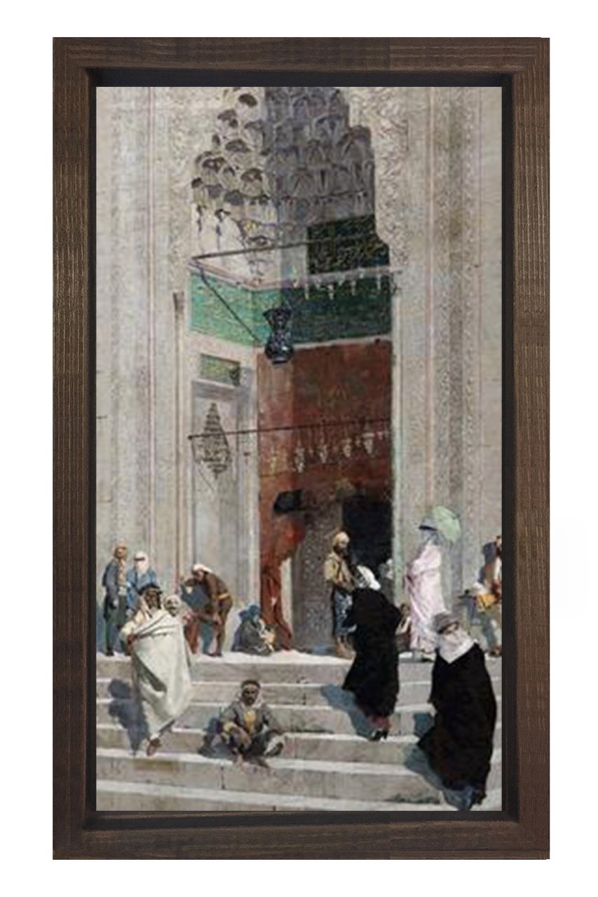 Cami Önü  Tablosu Kahverengi Ahşap Çerçeve - 40x60