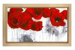 Beyazlıkta Gelincik Çiçeği Tablosu Naturel Ahşap - 50x70